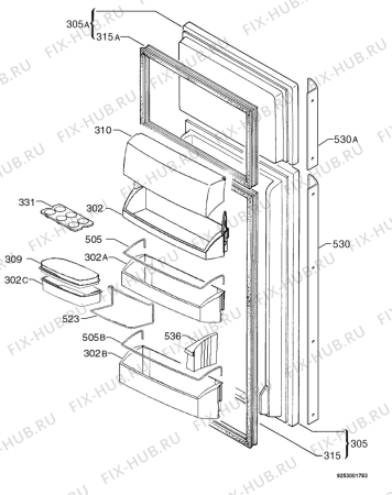 Взрыв-схема холодильника Aeg OEKO S.S2580-6SILVER - Схема узла Door 003