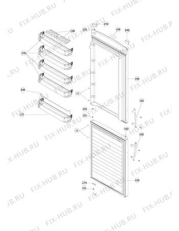 Схема №4 WBR 3712 S2 с изображением Элемент корпуса для холодильной камеры Whirlpool 480188800282