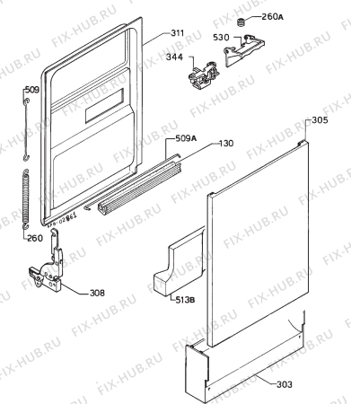 Взрыв-схема посудомоечной машины Zanussi DS17 - Схема узла Door 003