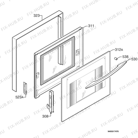 Взрыв-схема плиты (духовки) Privileg 835802_60013 - Схема узла Door 003