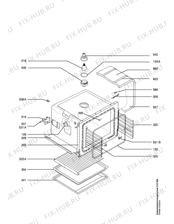 Взрыв-схема плиты (духовки) Aeg E41002-D - Схема узла Oven