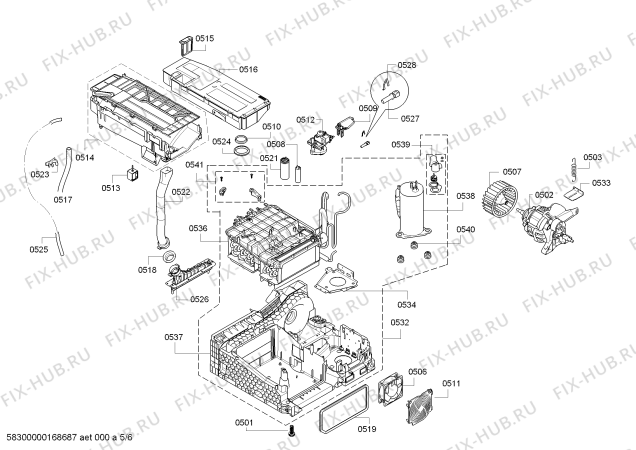 Взрыв-схема сушильной машины Bosch WTW84160GB Maxx 7 selfCleaning condenser - Схема узла 05