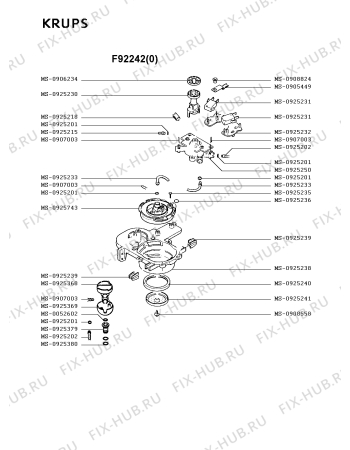 Взрыв-схема кофеварки (кофемашины) Krups F92242(0) - Схема узла QP001881.8P2