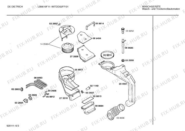 Схема №4 WITDD02FF De Dietrich LB6619f11 с изображением Переключатель для стиральной машины Bosch 00067158