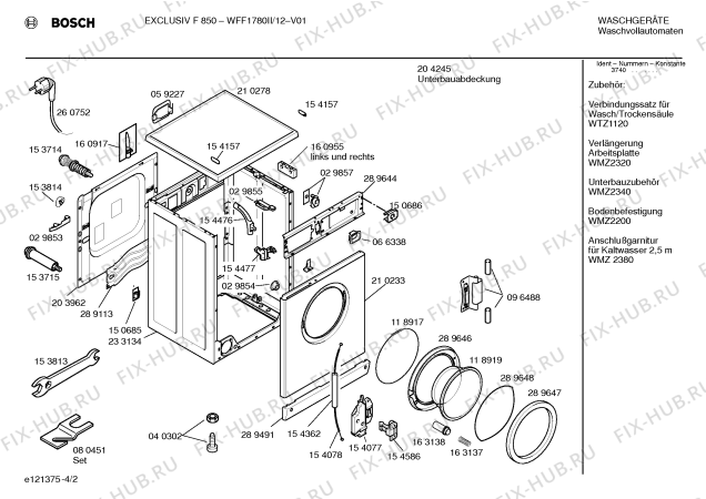Схема №2 WFF1780II EXCLUSIV F 850 с изображением Инструкция по эксплуатации для стиралки Bosch 00520766