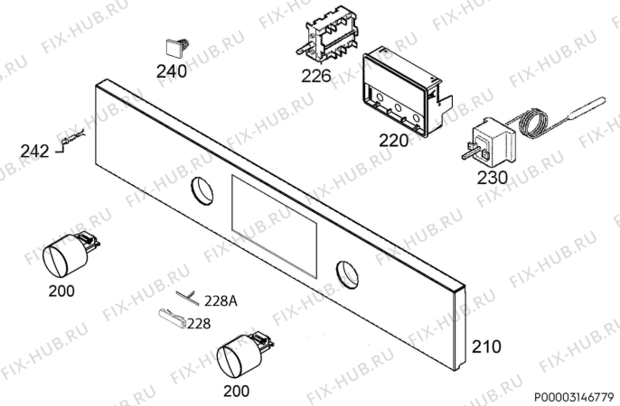 Взрыв-схема плиты (духовки) Aeg BES33101ZM - Схема узла Command panel 037