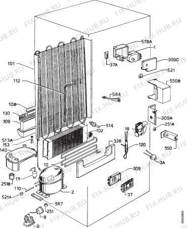Взрыв-схема холодильника Aeg S3092-1I - Схема узла Cooling system 017