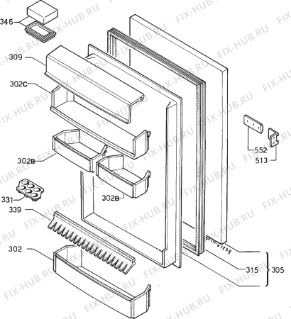 Взрыв-схема холодильника Electrolux ER1621I-1 - Схема узла Door 003