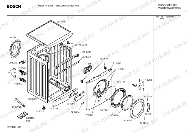 Схема №4 WFL206KGR Maxx for Kids с изображением Таблица программ для стиральной машины Bosch 00580873