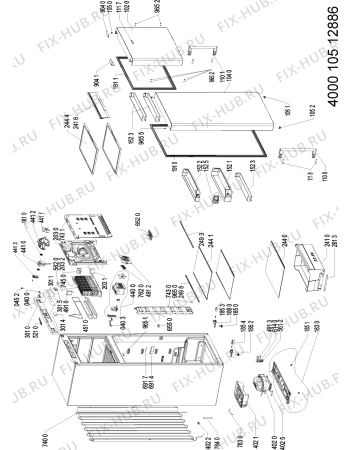 Схема №1 WTV4522 NFS с изображением Дверка для холодильной камеры Whirlpool 481010456569