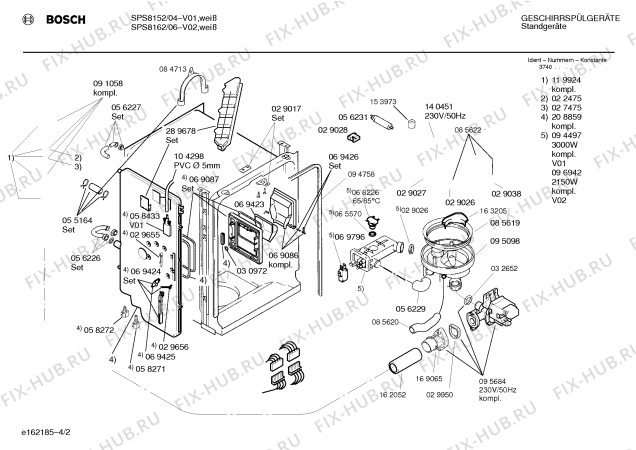 Взрыв-схема посудомоечной машины Bosch SPS8162 - Схема узла 02
