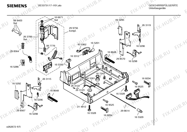 Взрыв-схема посудомоечной машины Siemens SE53731 - Схема узла 05