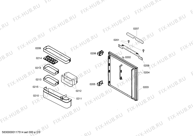Взрыв-схема холодильника Bosch KUR15A40GB - Схема узла 02