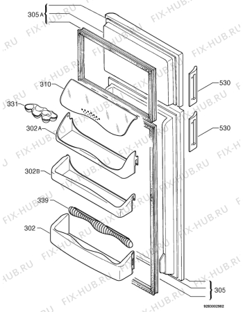 Взрыв-схема холодильника Zanussi ZD25/6DS - Схема узла Door 003