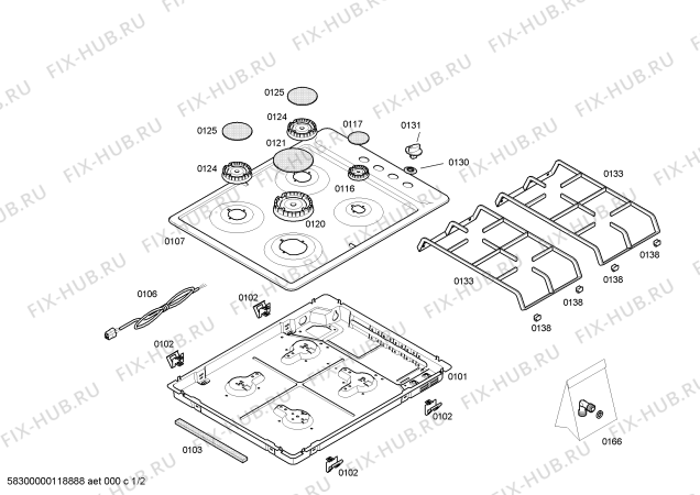 Схема №2 T2124N1NL с изображением Переключатель для плиты (духовки) Bosch 00499889