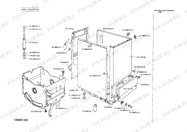 Взрыв-схема стиральной машины Bosch 0722044168 V960 - Схема узла 02