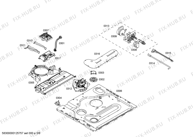 Взрыв-схема плиты (духовки) Bosch HLN654041E - Схема узла 03