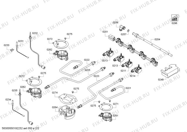 Взрыв-схема плиты (духовки) Bosch PBH6B2B80Y 3G+W BO VS60R/15 - Схема узла 02