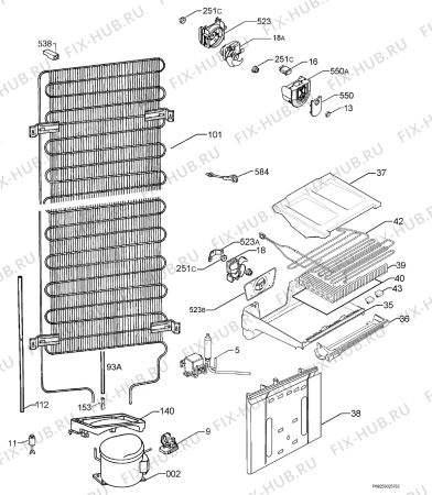 Взрыв-схема холодильника Arthurmartinelux ANA38707X - Схема узла Cooling system 017