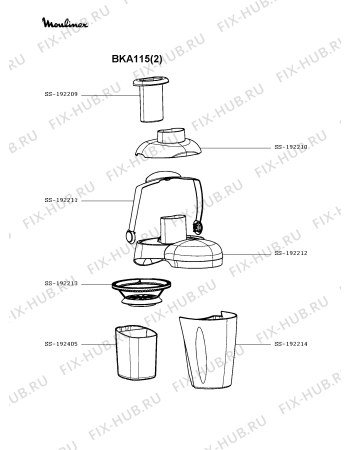 Взрыв-схема соковыжималки Moulinex BKA115(2) - Схема узла ZP003020.3P2