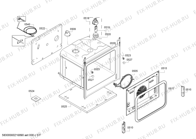 Взрыв-схема плиты (духовки) Bosch HXA060F20Q - Схема узла 05