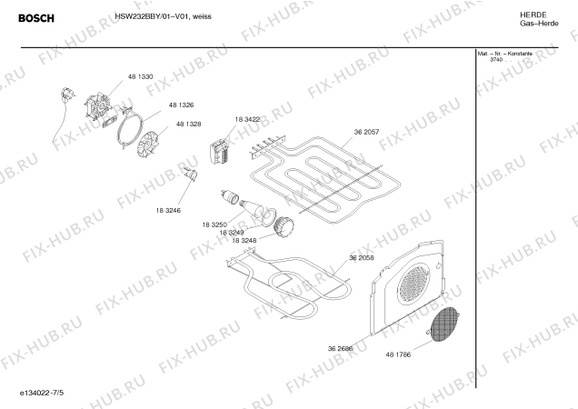 Взрыв-схема плиты (духовки) Bosch HSW232BBY Bosch - Схема узла 05