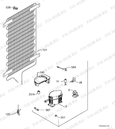 Взрыв-схема холодильника Aeg Electrolux S60246DT4 - Схема узла Cooling system 017