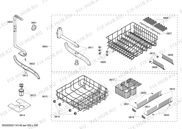 Схема №4 SHX46L06UC Bosch с изображением Набор кнопок для посудомоечной машины Bosch 00498441