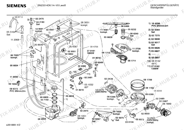 Взрыв-схема посудомоечной машины Siemens SN23314DK - Схема узла 02