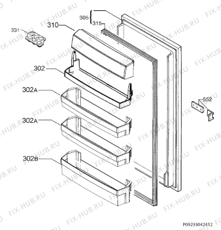 Взрыв-схема холодильника Aeg SKB51021AS - Схема узла Door 003
