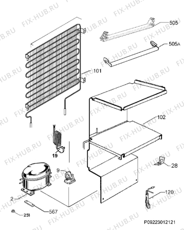 Взрыв-схема холодильника Faure FFT710W - Схема узла Cooling system 017