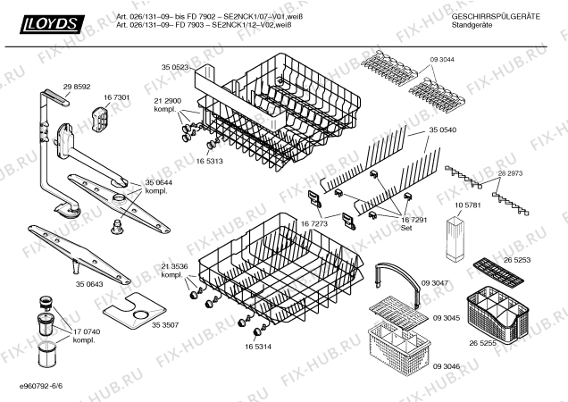Взрыв-схема посудомоечной машины Lloyds SE2NCK1 026/131-09 - Схема узла 06