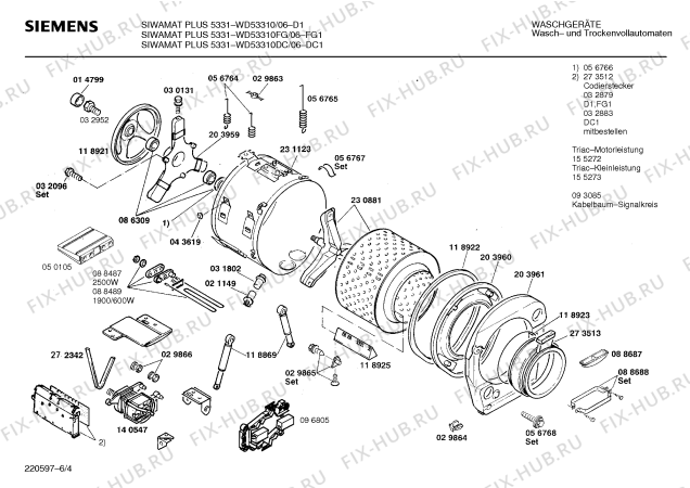 Взрыв-схема стиральной машины Siemens WD53310DC SIWAMAT PLUS 5331 - Схема узла 04