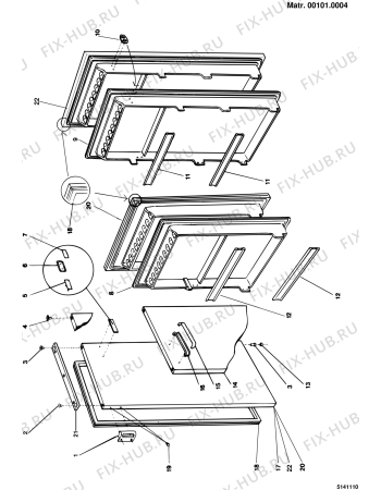 Взрыв-схема холодильника Whirlpool FK140WWORTEN (F017762) - Схема узла