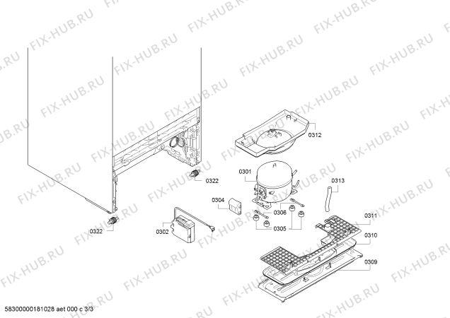 Схема №1 KSF36PI30D с изображением Компрессор для холодильной камеры Bosch 00145695