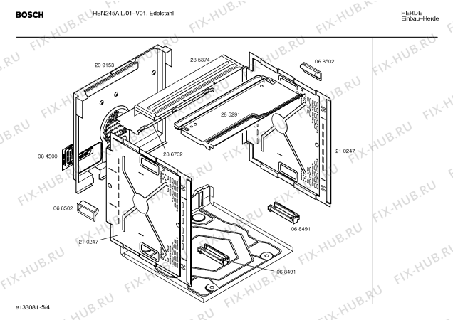Взрыв-схема плиты (духовки) Bosch HBN245AIL - Схема узла 04