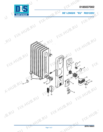 Схема №1 KR 031225V с изображением Блок управления для обогревателя (вентилятора) DELONGHI 5985000000