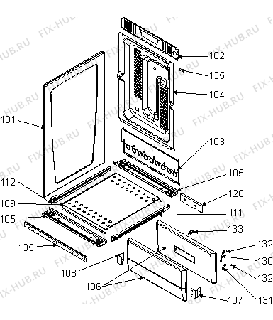 Схема №5 GIM241FFW (186315, 1439.1G12) с изображением Дверца для духового шкафа Gorenje 852265