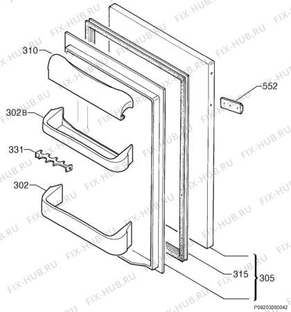Взрыв-схема холодильника Privileg 001727_4736 - Схема узла Door 003
