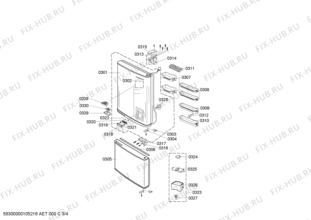 Взрыв-схема холодильника Samsung Electronics SN629EPNSQ/XEG - Схема узла 03