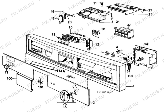 Взрыв-схема посудомоечной машины Electrolux ESF641-2 - Схема узла W10 Panel