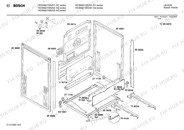 Взрыв-схема плиты (духовки) Bosch HES6821SS - Схема узла 05