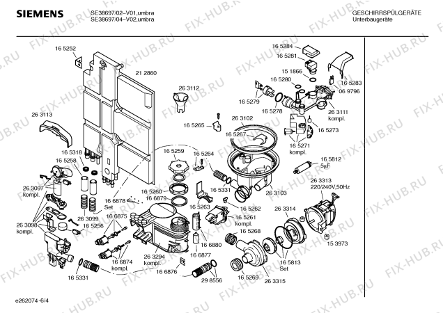 Взрыв-схема посудомоечной машины Siemens SE38697 Extraklasse - Схема узла 04