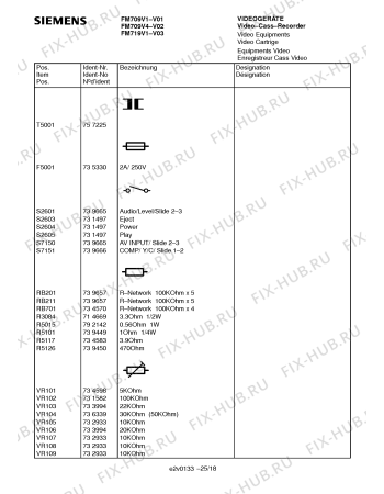 Схема №18 FM709V1 с изображением Инструкция по эксплуатации для видеоаппаратуры Siemens 00530857