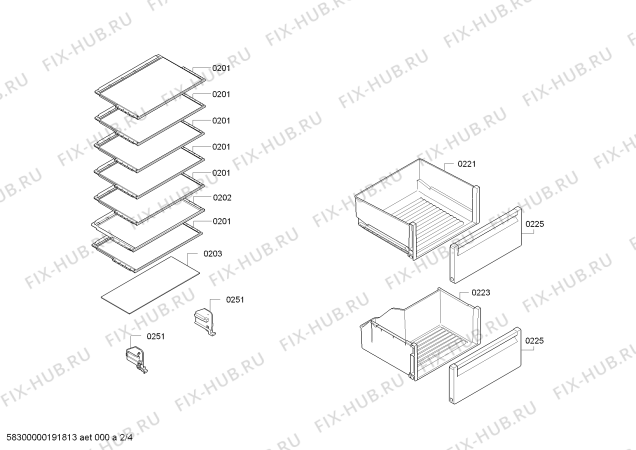 Взрыв-схема холодильника Siemens KI81RVU30 BI12 sliding hinge with soft closing mechanism - Схема узла 02