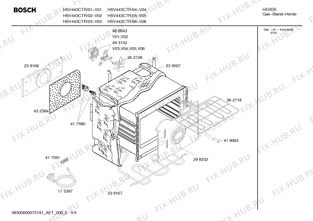 Схема №2 HSV443CTR Bosch с изображением Переключатель для плиты (духовки) Bosch 00417880