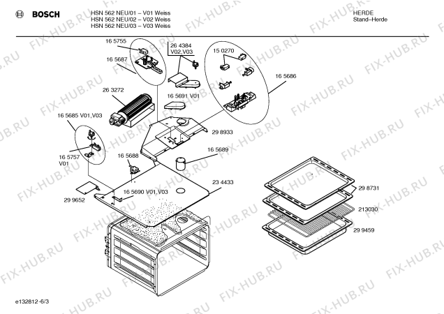 Взрыв-схема плиты (духовки) Bosch HSN562NEU - Схема узла 03