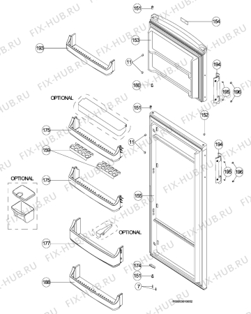 Взрыв-схема холодильника Zanussi ZRT433FX - Схема узла Door