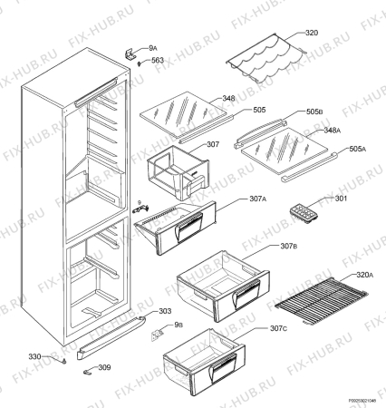 Взрыв-схема холодильника Electrolux SB323N - Схема узла Housing 001