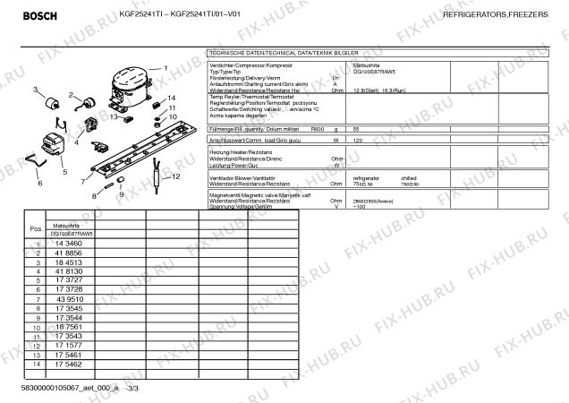 Схема №3 KGF25241TI с изображением Инструкция по эксплуатации для холодильника Bosch 00594059